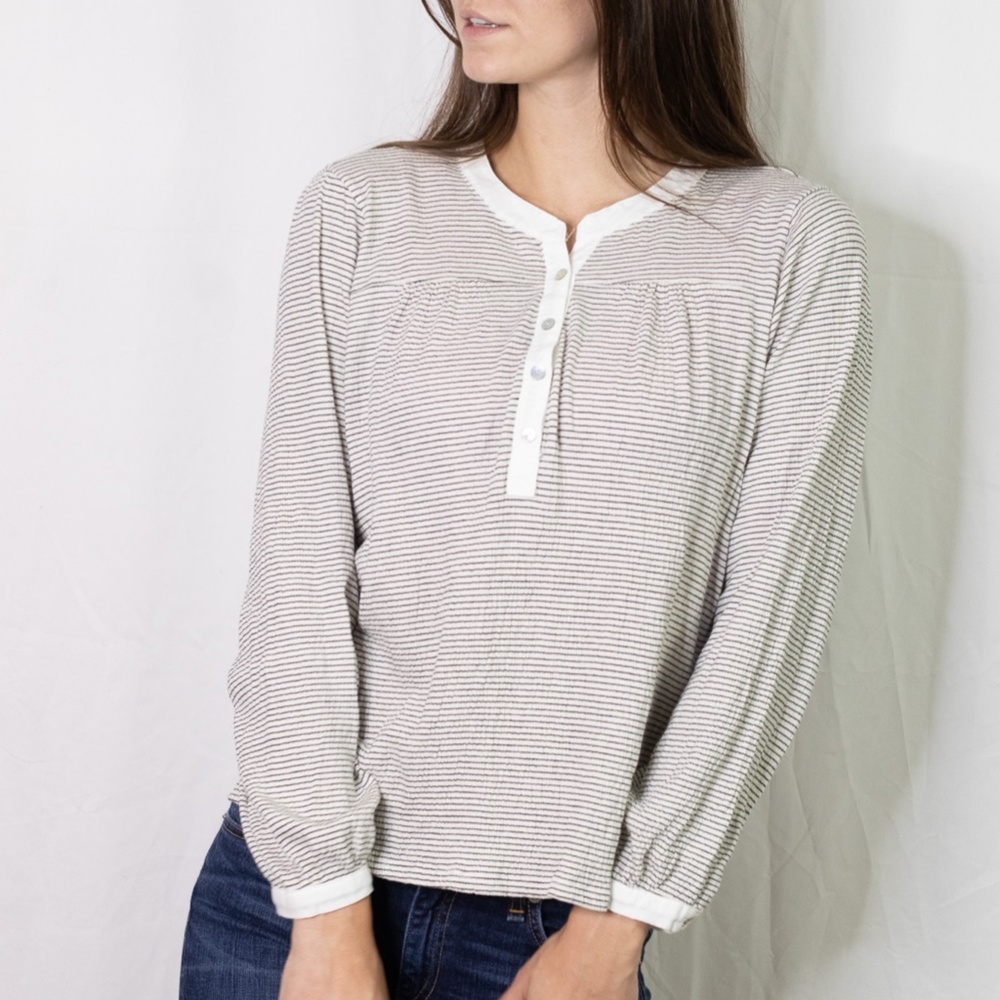 Dolan striped oversized 3/4 button down top